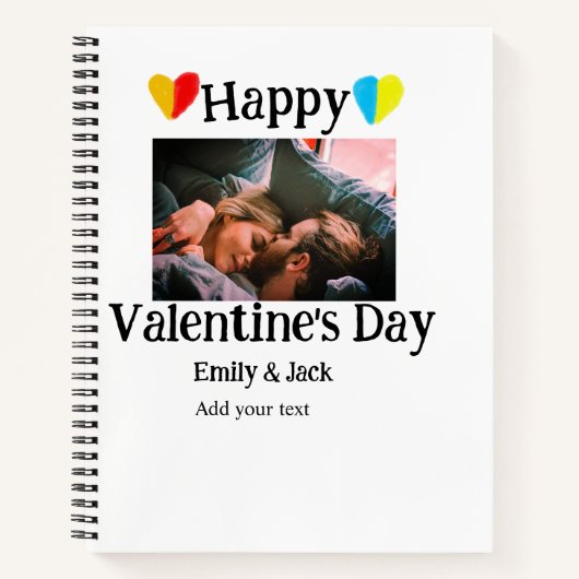 Carnet Heureuse Sainte-Valentin ajouter nom de couple pho (Devant)