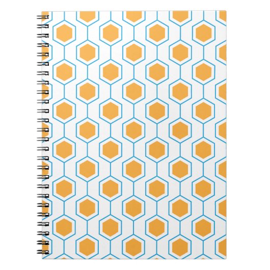 Carnet Hexagon abstract geometrical pattern in orange blu (Devant)