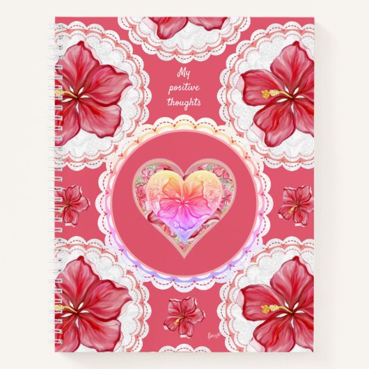 Carnet Hibiscus & dentelle RED (Devant)