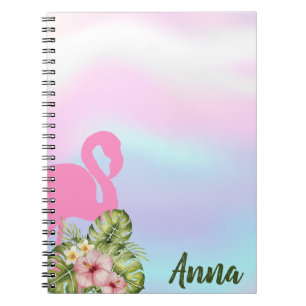 Carnet Hibiscus Flamant rose rose Holographie