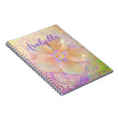 Carnet Hibiscus fleur tropicale iridescente or rose migno (Côté Droit)