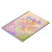 Carnet Hibiscus fleur tropicale iridescente or rose migno (Côté gauche)