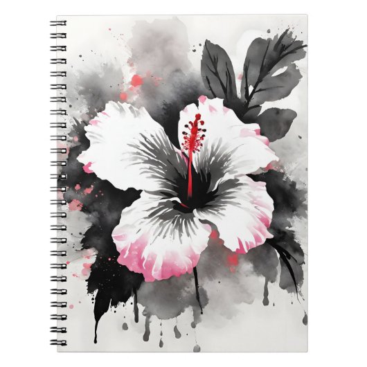 Carnet Hibiscus - Fleurs aquarelles (Devant)