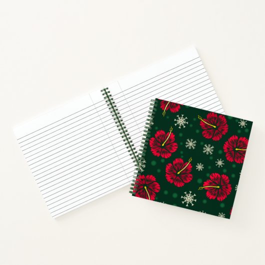 Carnet Hibiscus floral tropical Snowflakes Noël | (Intérieur)