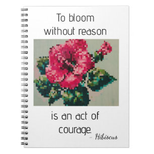 Carnet Hibiscus rose en pixels doux