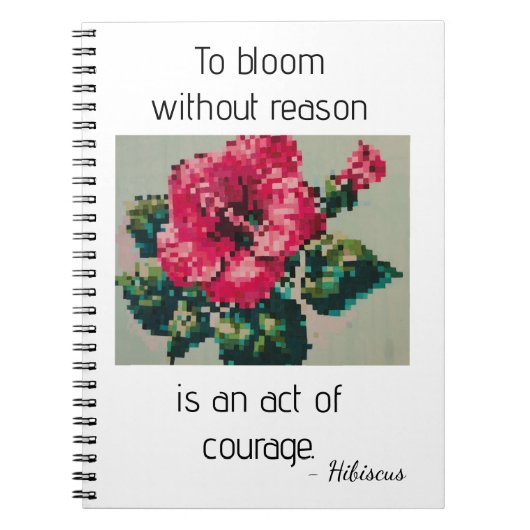 Carnet Hibiscus rose en pixels doux (Devant)