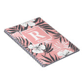 Carnet Hibiscus rose tropical personnalisé Monogramme (Côté Droit)