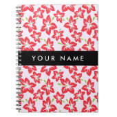 Carnet Hibiscus Rouge, Fleurs Rouges, Votre Nom (Devant)