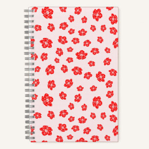 Carnet Hibiscus rouge floral