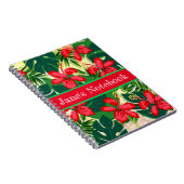 Carnet Hibiscus tropical coloré rouge et vert (Côté Droit)