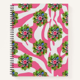 Carnet Hibiscus tropical et rayures exotiques de zèbre ro