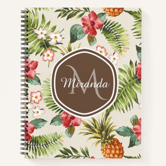 Carnet Hibiscus Tropical Monogramme Ananas (Devant)