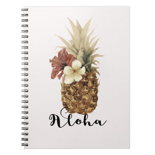 Carnet Hibiscus vintage d'ananas tropicale Aloha floral (Devant)