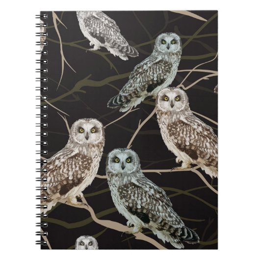 Carnet hibou assis sur une branche (Devant)