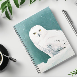 Carnet Hibou blanc ciel arctique hiver neige sarcelle