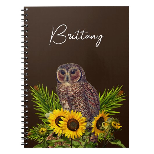 Carnet Hibou et tournesols  (Devant)