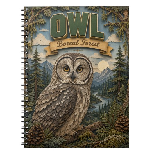 Carnet Hibou Forêt Boréale POPCUT (Devant)