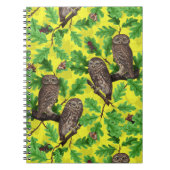 Carnet Hiboux dans la forêt sur fond jaune citron (Devant)