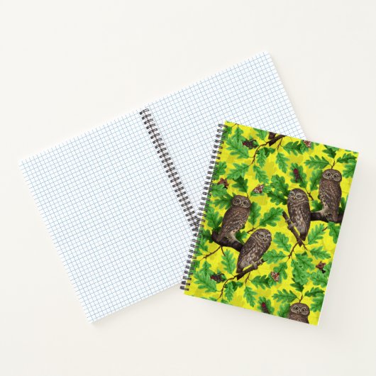Carnet Hiboux dans la forêt sur fond jaune citron (Intérieur)