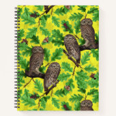 Carnet Hiboux dans la forêt sur fond jaune citron (Devant)