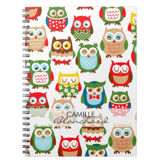 Carnet Hiboux mignons de Litte personnalisés (Devant)