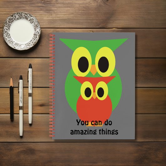 Carnet Hiboux Verts et Rouges
