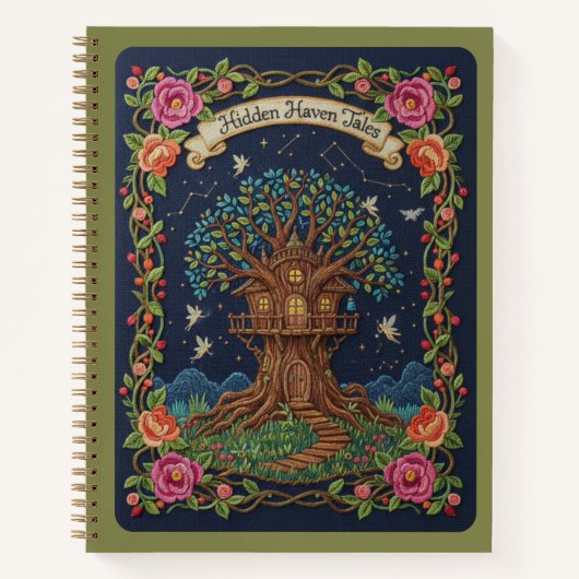 Carnet Hidden Haven Tales Embroidered Magical Treehouse (Devant)