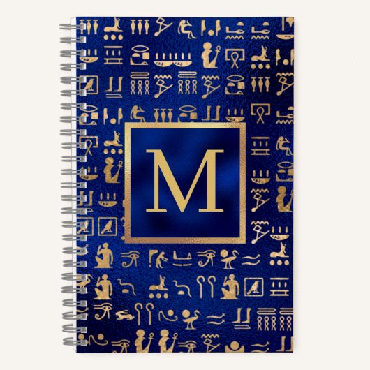 Carnet Hiéroglyphes d'Égypte or sur Blue Intial (Recto)
