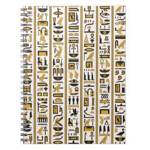 Carnet Hiéroglyphes égyptiens : Jaune-Noir Sans Seamless.