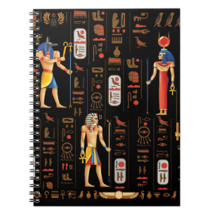 Carnet Hiéroglyphes et divinités de l'Égypte d'or sur le