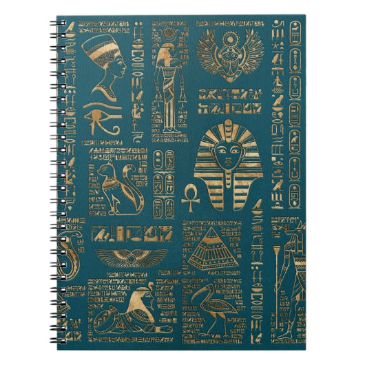Carnet Hiéroglyphes et divinités égyptiens - or sur la (Devant)