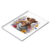 Carnet Highland Cow in Flower Bucket Png, Cute (Côté gauche)
