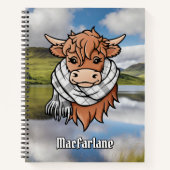 Carnet Highland Cow MacFarlane Noir-Blanc Tartan Scarf (Devant)