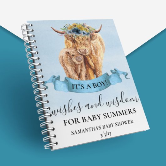 Carnet Highland Cow souhaite la sagesse Blue Boy