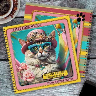 Carnet Hippie colorée drôle Wise Cat Girly