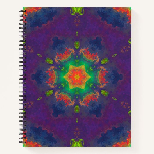 Carnet Hippie psychédélique violet orange et vert (Devant)