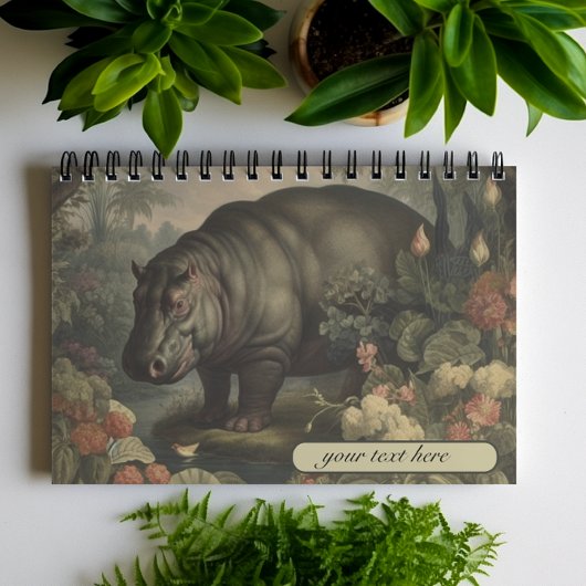 Carnet Hippo botanique vintage, personnalisable