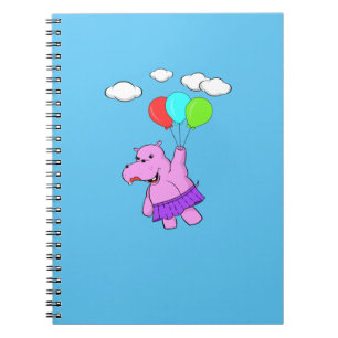 Carnet Hippo Rose Volant Avec Ballons