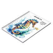 Carnet Hippocampe aquarelle coloré côtier (Côté gauche)
