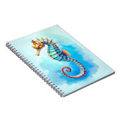 Carnet Hippocampe d'aquarelle sur Turquoise (Côté Droit)