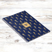 Carnet Hippocampes en élégant marine et initiale monogram