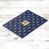 Carnet Hippocampes en élégant marine et initiale monogram