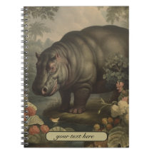 Hippopotame botanique vintage, personnalisable