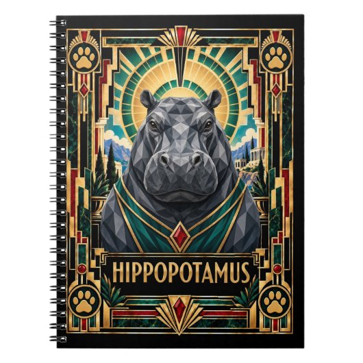 Carnet Hippopotame, faune Art déco (Devant)