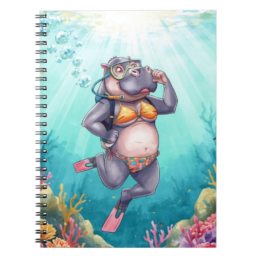 Carnet Hippopotame plongeur sous l'eau (Devant)
