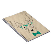 Carnet Hipster Reindeer Elk avec des lunettes grungy Noël (Côté Droit)
