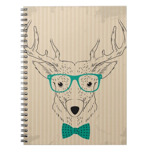 Carnet Hipster Reindeer Elk avec des lunettes grungy Noël (Devant)