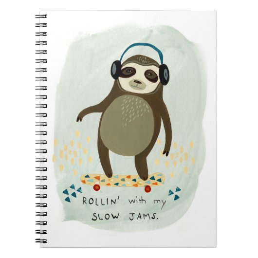 Carnet Hipster Sloth | Rollin' Avec Mes Jams Lents (Devant)