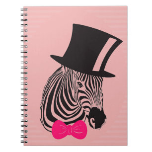 Carnet Hipster Zebra avec chapeau supérieur et Cravate Bo