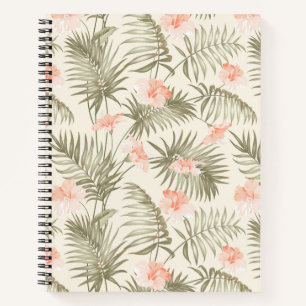Carnet Hisbiscus Tropical Palm Tree Motif